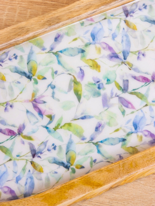 Набор розеток на подносе  Набор розеток на подносе "Оттенки сирени" (3 шт) дерево манго 33,5х13х6,5 см