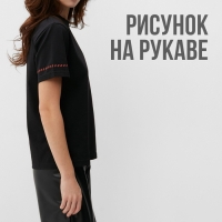 Футболка женская с красным кантом Basic line цвет черный, р-р 46