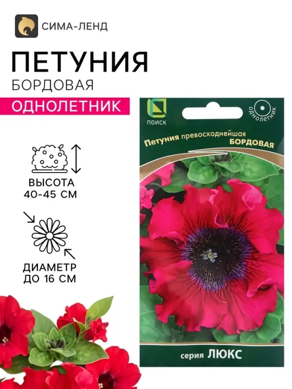 Семена цветов Петуния превосходнейшая &laquo;Бордовая&raquo; 10 шт.