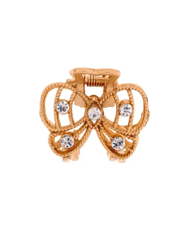 Крабик для волос «Бантик», стразы, 2.5 см, золото