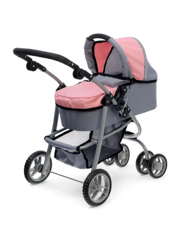 Коляска для кукол зима-лето 2 в 1, регулирует ручка, металлический каркас
