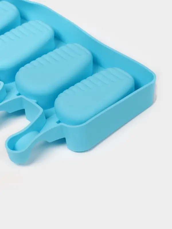 Форма для мороженого Доляна &laquo;Эскимо в глазури&raquo;, силикон, 18.5&times;12.3&times;2.5 см, 4 ячейки, синяя