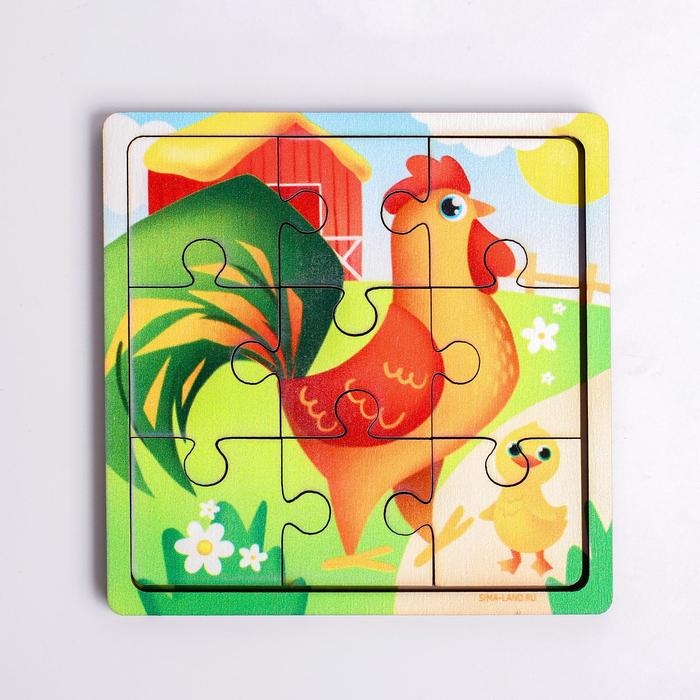 Пазл «Петух с цыплёнком», 9 деталей Пазл «Петух с цыплёнком», 9 деталей