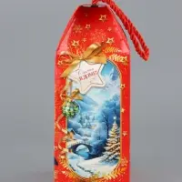 Коробка подарочная складная  "Снегири" 16 х 8 х 20 см