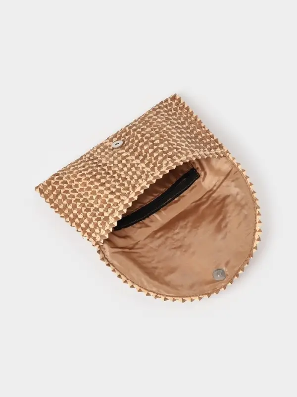 Сумка клатч плетёная из пальмового листа, 28&times;16&times;2 см, золотистая