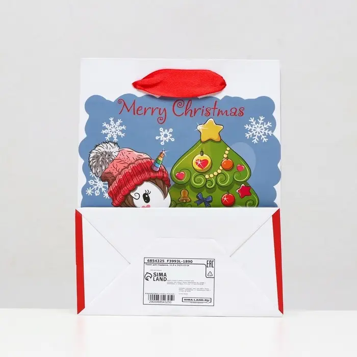 Пакет ламинированный «Новогодний единорог» 11.5×14.5×6 см