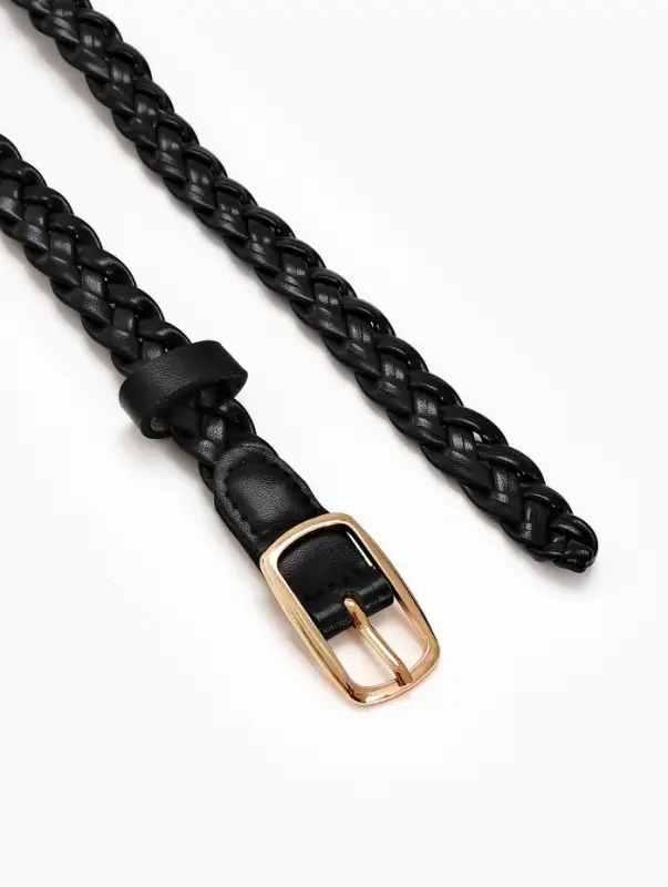 Ремень жен 03-01-01-01, Июнь2501, 1,8*0,3*110 см, без винта, пряж золото, 1 прокол, черный   1090311