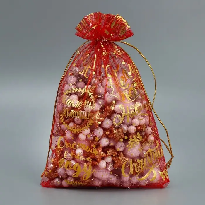 Мешочек подарочный органза «Happy new year», 16 х 24 см +/- 1.5 см Мешочек подарочный органза «Happy new year», 16 х 24 см +/- 1.5 см