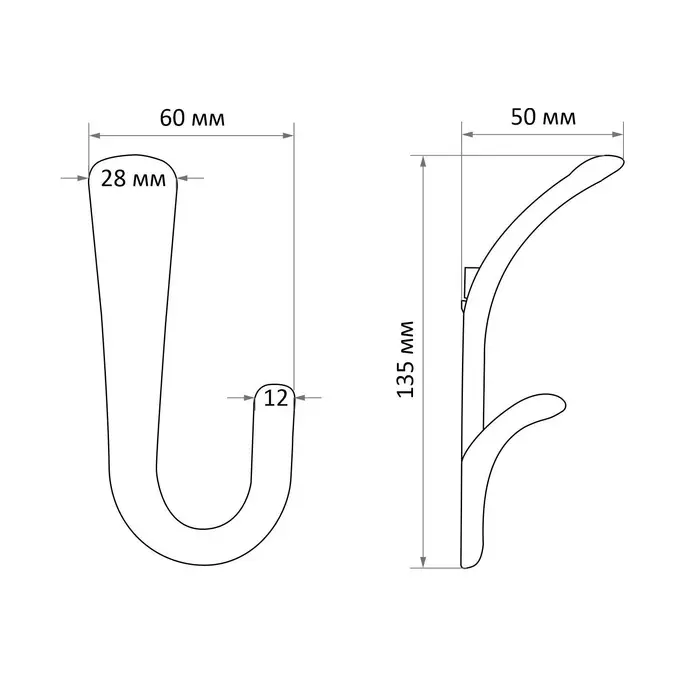 Крючок мебельный CAPPIO DUCK, двухрожковый, цвет черный