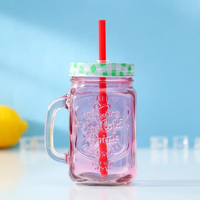 Банка стеклянная с крышкой и трубочкой Доляна «Галерея», 500 мл, 11×8×13,5 см, цвета МИКС Банка стеклянная с крышкой и трубочкой Доляна «Галерея», 500 мл, 11×8×13,5 см, цвета МИКС