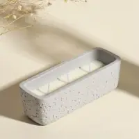 Свеча в вулканическом подсвечнике "Ящик" 3 хлопковых фитиля, серая 5,2х15х4,7 см