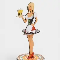 Салфетница фигурка Дарим Красиво &laquo;Девушка официантка с пивом с косами&raquo;, дерево, цветная наклейка