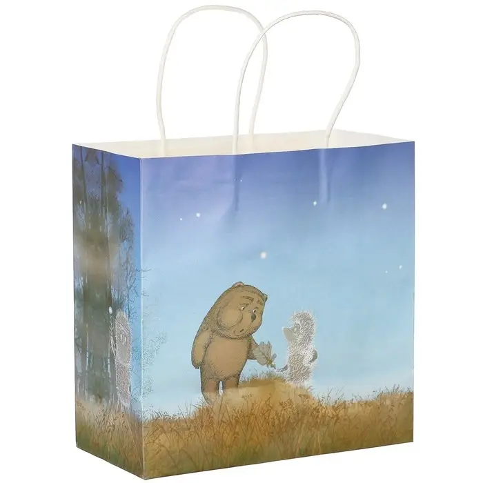 Пакет подарочный, 22х22х11 см, крафт, упаковка, Ёжик в тумане Пакет подарочный, 22х22х11 см, крафт, упаковка, Ёжик в тумане