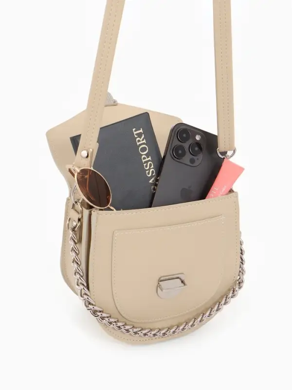Сумка женская мессенджер TEXTURA на клапане, 17&times;10&times;18 см, бежевая
