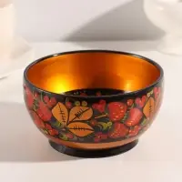 Салатник деревянный хохлома &laquo;Ягодка&raquo;, 16&times;16&times;9 см