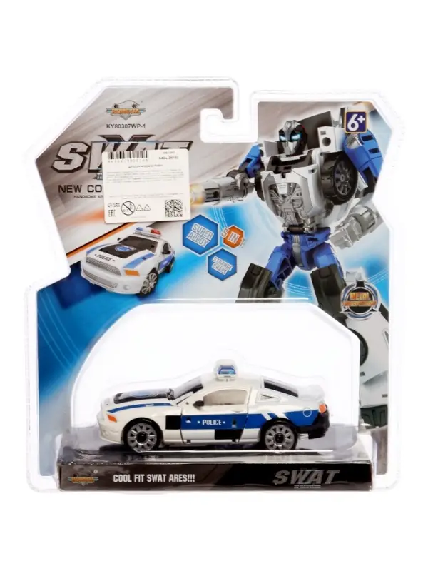 Робот &laquo;Полицейская машина&raquo;, с металлическими элементами, трансформируется