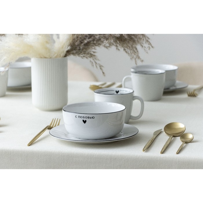 Глубокая тарелка керамическая «С любовью», 14.5 х 6.4 см, 600 мл, цвет белый Глубокая тарелка керамическая «С любовью», 14.5 х 6.4 см, 600 мл, цвет белый