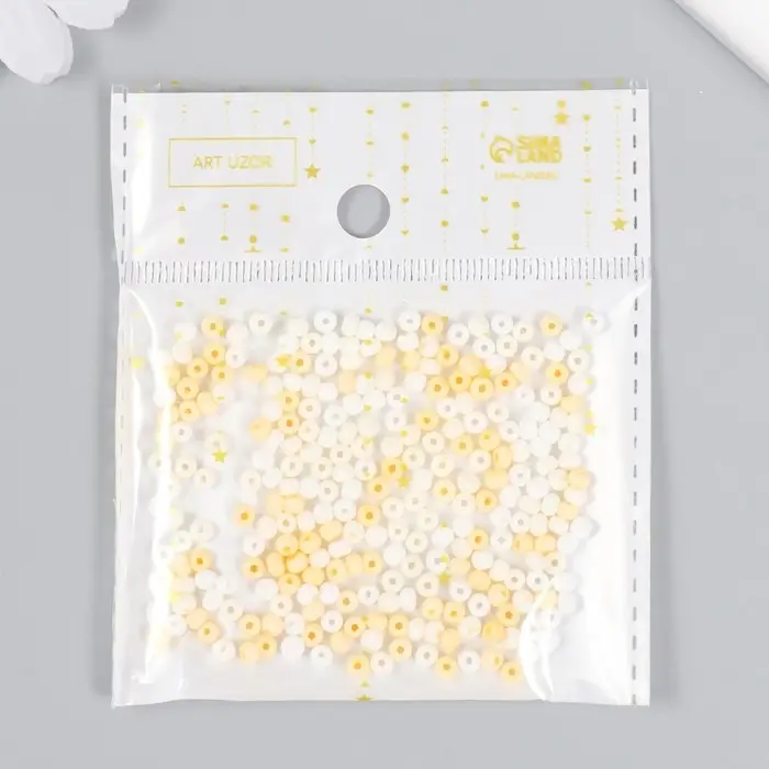 Бисер стекло 8/0  Бисер стекло 8/0 "Маршмеллоу. Матовый. Меланж. Жёлтый" 10 гр