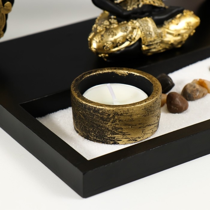 Сад камней Дзен  Сад камней Дзен "Будда во дворце у золотой арки" песок+свеча 21х16х14 см