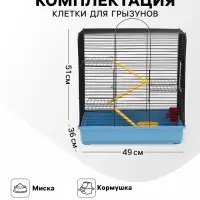 Клетка для грызунов "Сеня 3-1", 49&times;36&times;51 см, цвет МИКС