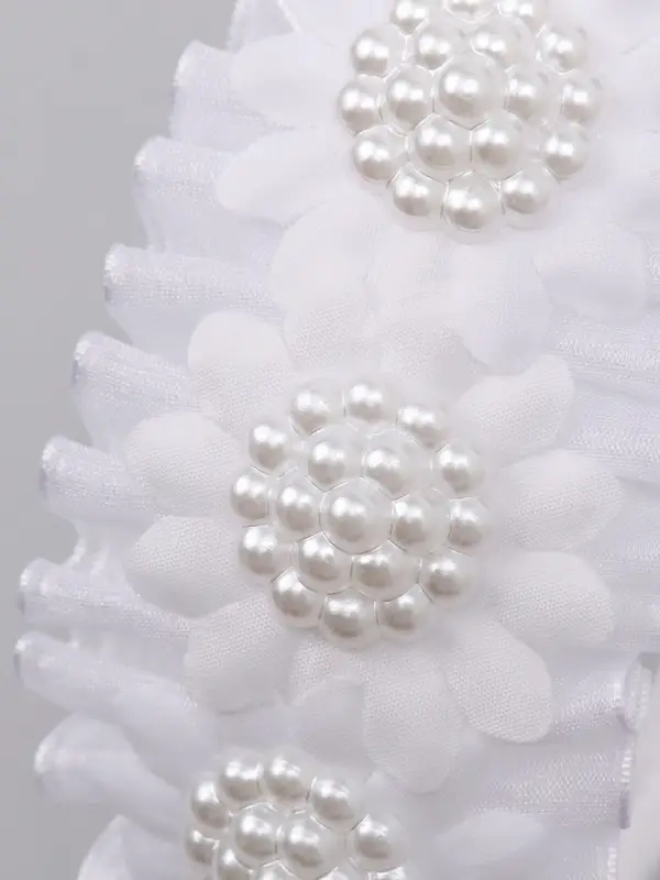 Ободок для волос белый, цветы, 10 см, Коты аристократы