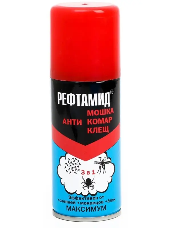 Аэрозоль Репеллент &laquo;Рефтамид&raquo;, максимум, 3 в 1, от комаров, мокрецов, слепней, 100 мл