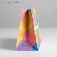 Пакет подарочный крафтовый, упаковка, С Днем Рождения!, MS 23 х 18 х 10 см