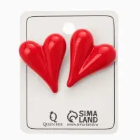 Серьги эмаль "Сердечки" вытянутые, цвет красный в золоте Серьги эмаль "Сердечки" вытянутые, цвет красный в золоте