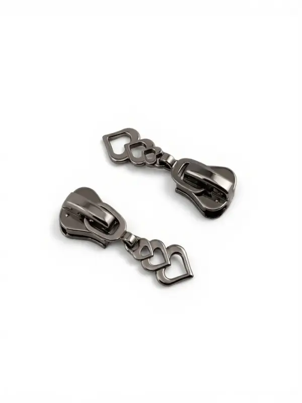 Бегунок для молнии &laquo;Трактор&raquo;, №8, &laquo;Сердца&raquo;, 10 шт., цвет чёрный никель