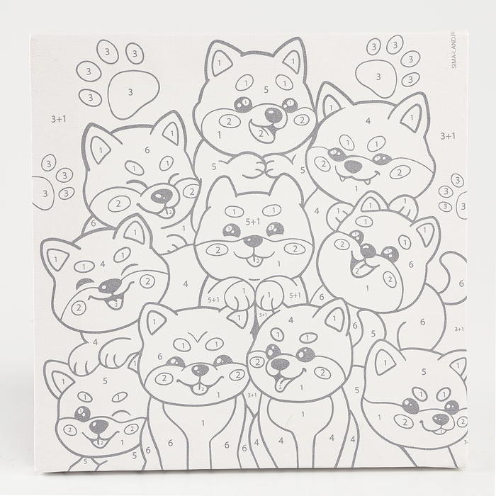 Картина по номерам на холсте с подрамником для детей «Малыши сиба-ину», 17 х 17 см Картина по номерам на холсте с подрамником для детей «Малыши сиба-ину», 17 х 17 см