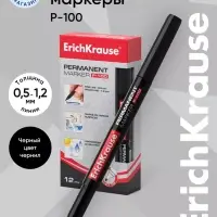 Маркер перманентный ErichKrause P-100, 0.5-1.2 мм, чернила на спиртовой основе светостойкие, водостойкие без ксилола, чёрный