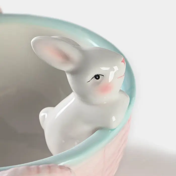 Конфетница &laquo;Зайка&raquo;, 800 мл, 19.5&times;16.5&times;12.5 см, доломит, розовая