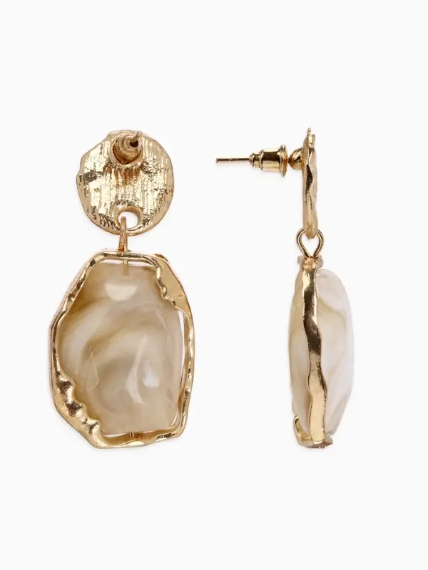 Серьги Серьги "Стиль камня", цвет белый в золоте