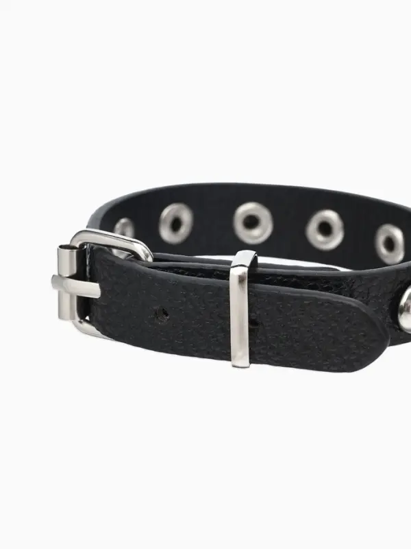 Браслет кожаный &laquo;Хардкор. Бусины&raquo;, L=24.5 см, чёрный в серебре