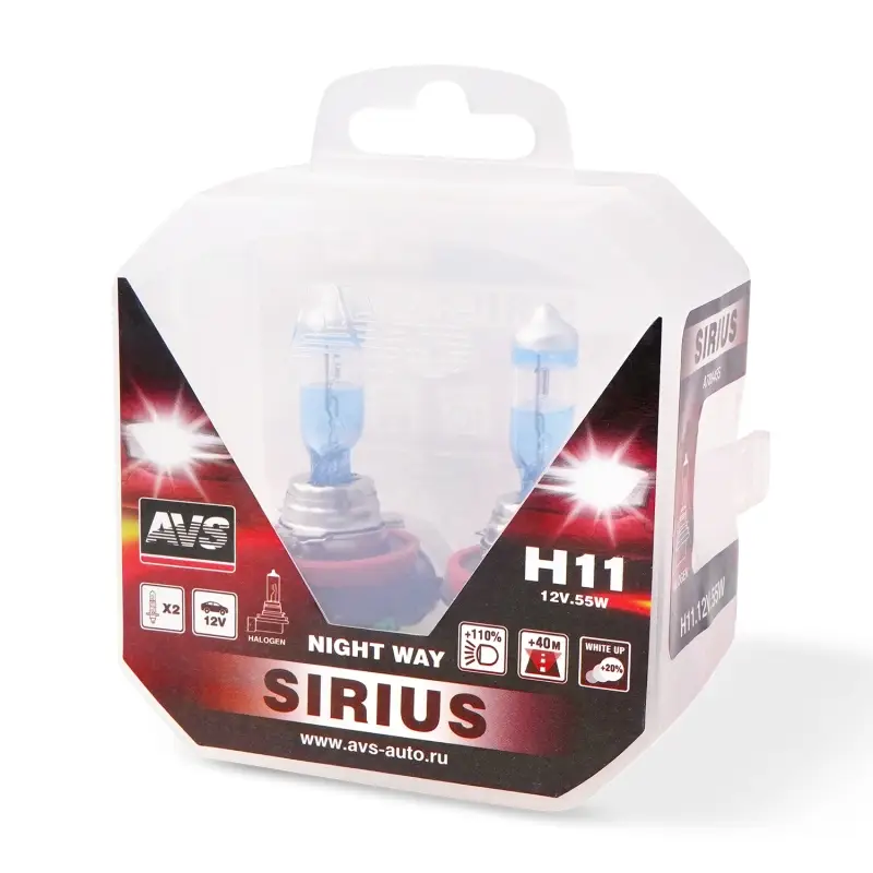 Галогенная лампа AVS SIRIUS/NIGHT WAY/ PB H11.12V.55W. 2шт.