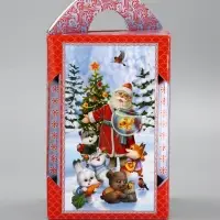 Подарочная новогодняя коробка «Золотая рыбка» 15.8×15.8×23.5 см