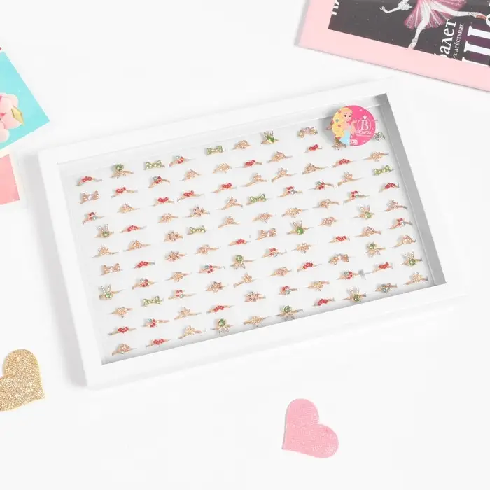 Кольцо детское «Выбражулька» со стразами, форма МИКС, цвет МИКС в золоте, фас 100 шт Кольцо детское «Выбражулька» со стразами, форма МИКС, цвет МИКС в золоте, фас 100 шт