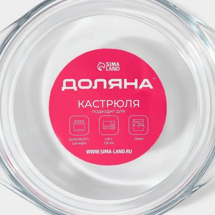 Кастрюля для запекания Доляна &laquo;Фуэго&raquo;, 3 л, 30.8&times;26.7&times;12 см, жаропрочное стекло, прозрачная