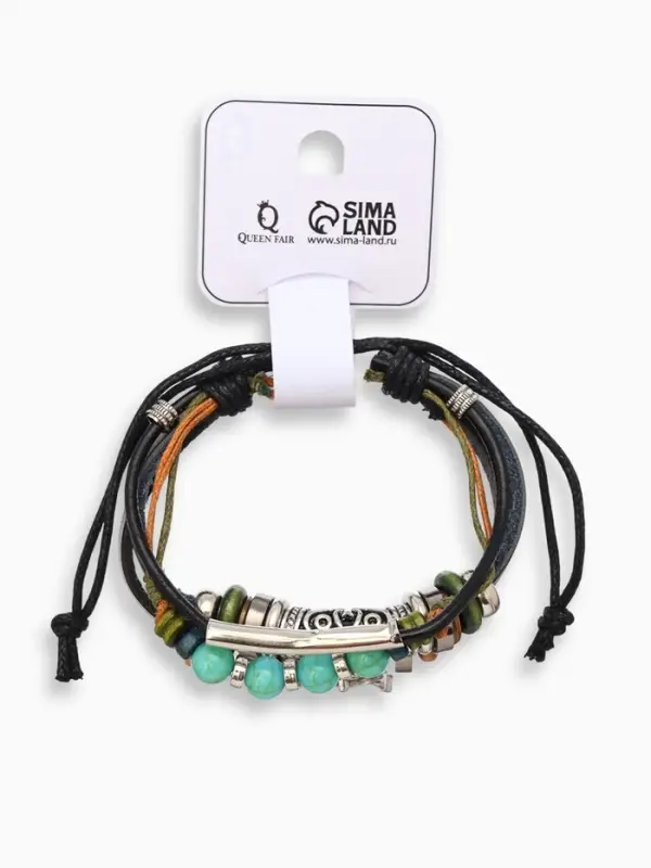 Браслет кожаный &laquo;Сова и ряд бусин&raquo;, d=9 см, чёрный