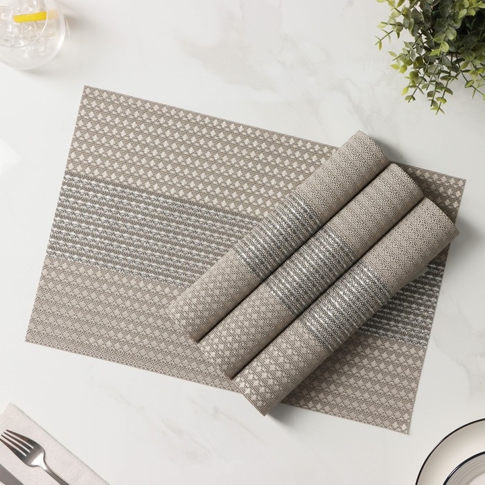 Салфетки сервировочные на стол Доляна «Сияние», 4 шт, 45×30 см, цвет бежевый Салфетки сервировочные на стол Доляна «Сияние», 4 шт, 45×30 см, цвет бежевый