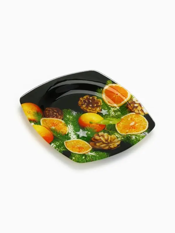 Тарелка новогодняя плоская &laquo;Апельсины&raquo;, 20&times;20 см