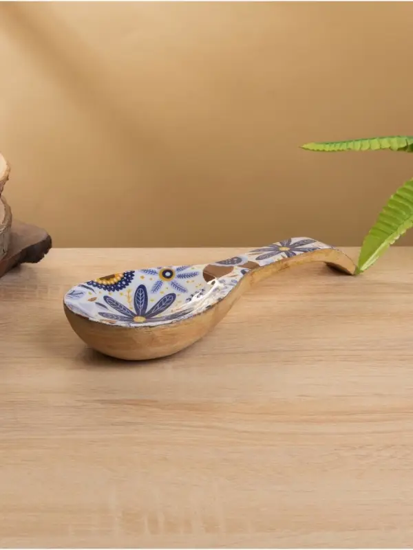 Подставка под ложку &laquo;Васильки&raquo;, 25.5&times;9&times;3.8 см, дерево манго