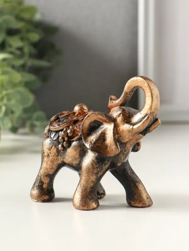 Статуэтка "Слон несет богатство" 8х8х4 см, бронза винтаж