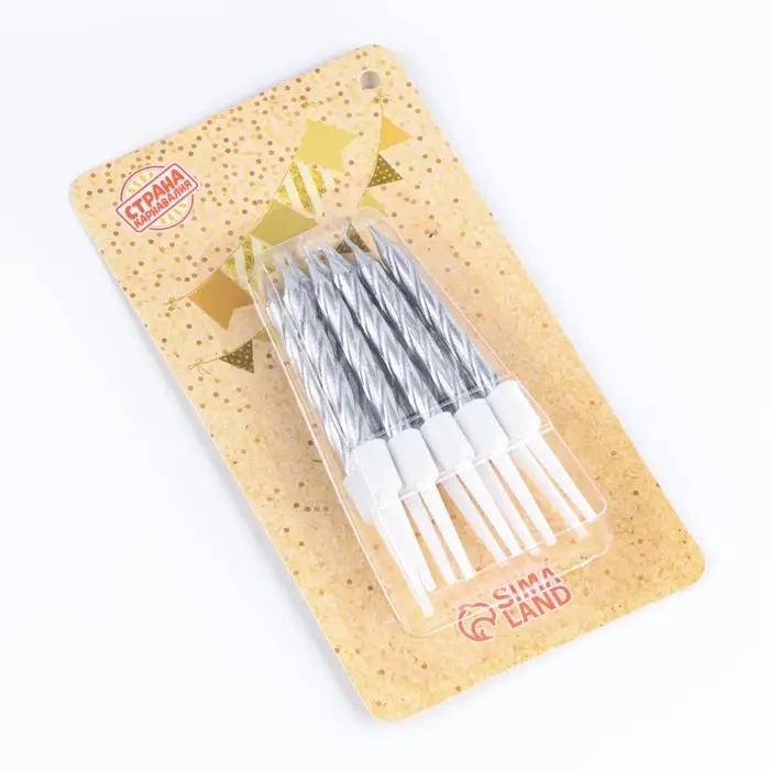 Свечи в торт &laquo;Спираль&raquo;, 10 шт., средние, 5 см, металлик