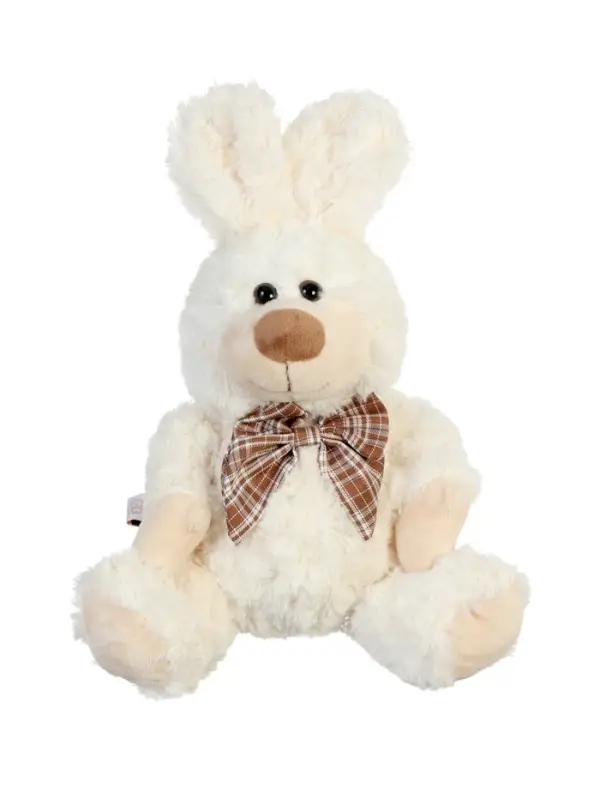 Мягкая игрушка Мягкая игрушка "Зайчик" белый с коричневым бантиком в клетку, 20 см