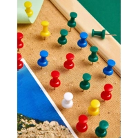 Кнопки силовые д/пробковых досок Комус,пластик.шляпка,ассорти,европ,25шт/уп