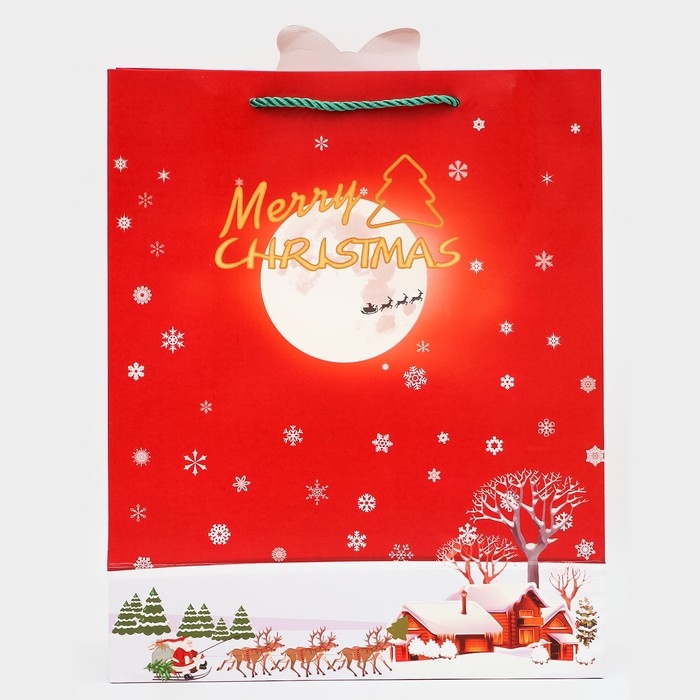 Пакет подарочный новогодний с окном Пакет подарочный новогодний с окном "Рождественский звон", тиснение, 26 х 32 х 12 см.