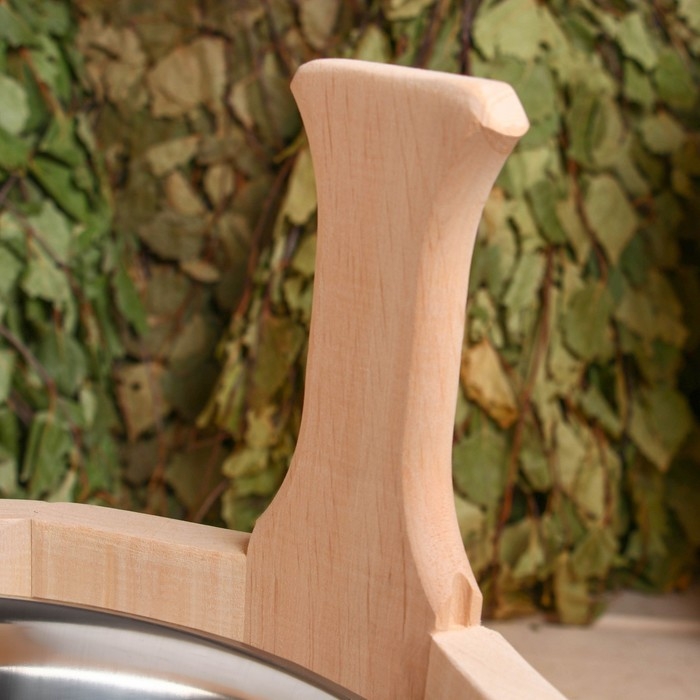 Шайка из ольхи, 7 л, двуручная, нержавеющая вставка Шайка из ольхи, 7 л, двуручная, нержавеющая вставка