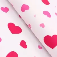 Пленка для цветов, "Сердца на белом", барби, 57х57 см