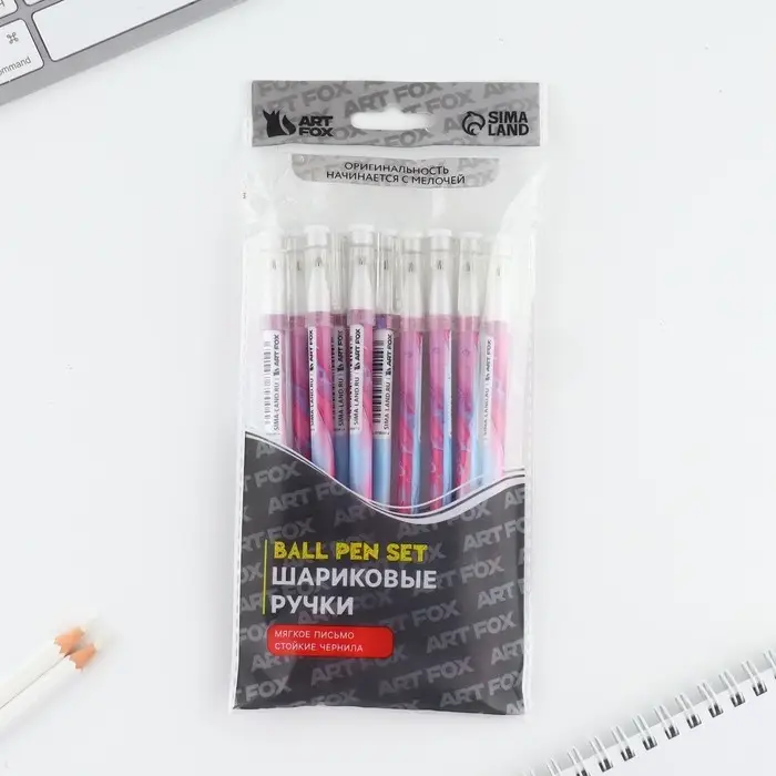 Ручка шариковая синяя паста 0.5 мм с колпачком &laquo;Неон&raquo; пластик